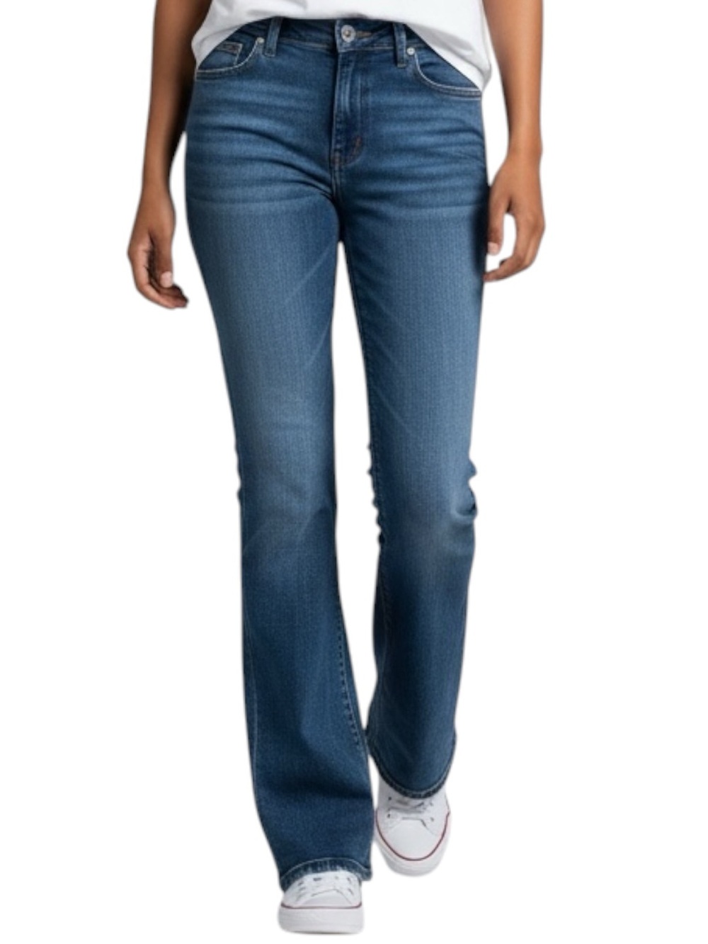 American Eagle Blue Medium Wash Distressed Bootcut Jeans Size 6 Festival